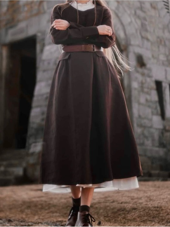 baltic linen Dresses & Skirts - Washed Chocolate Color linen dress